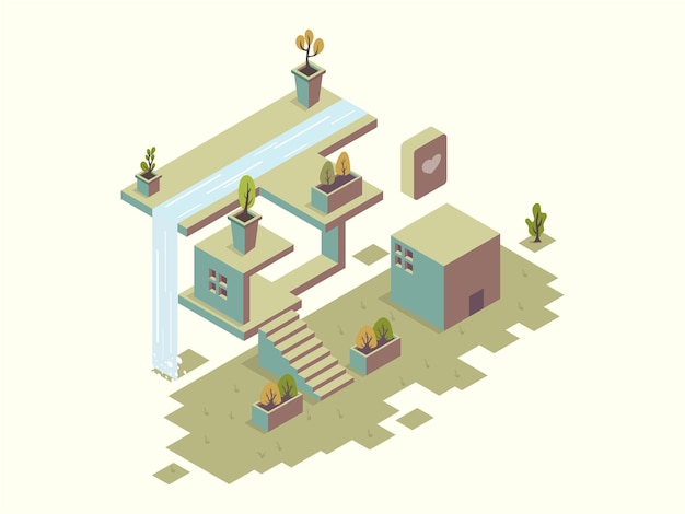 Vector nature future buildings isometric