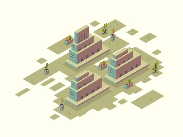 Vector nature future buildings isometric