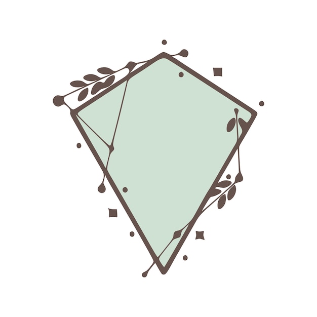 Vector nature geometric frames with leaves made from lines and dots in hand drawn style
