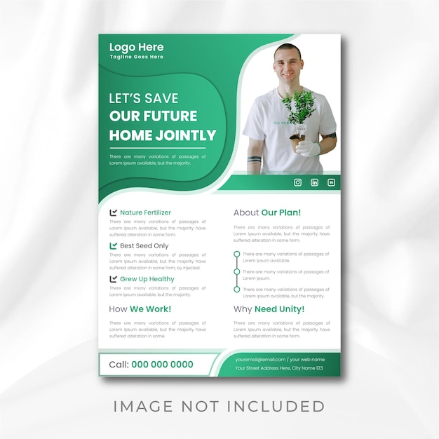 Nature go green a4 flyer design template or brochure cover