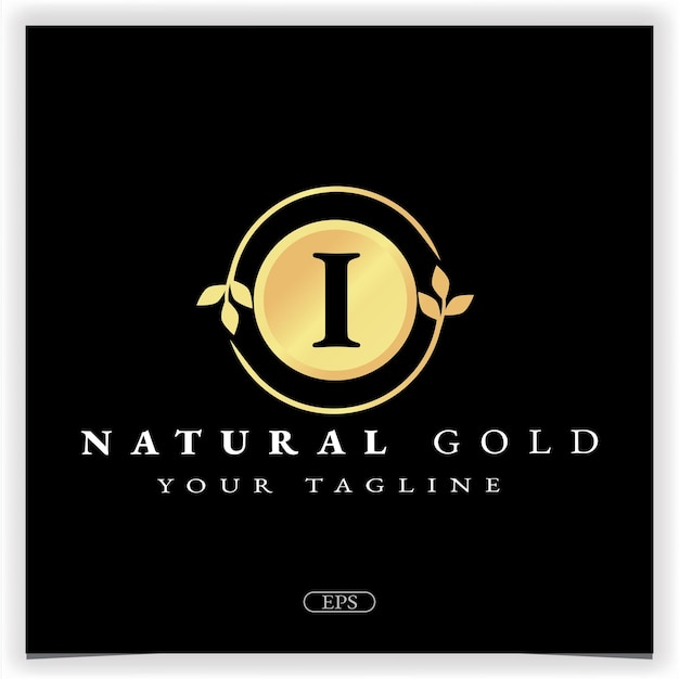 Natura oro lettera i logo premium elegante modello vettoriale eps 10