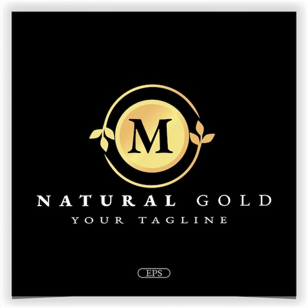 Nature gold letter m logo premium elegant template vector eps 10