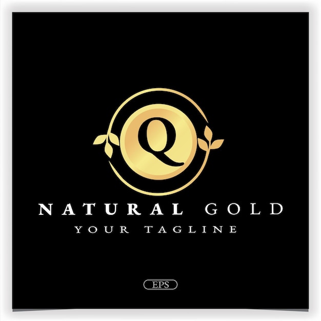 Natura oro lettera q logo premium elegante modello vettoriale eps 10