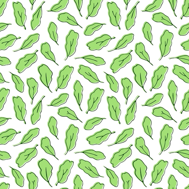 Vector nature green background monochrome leaves  seamless pattern