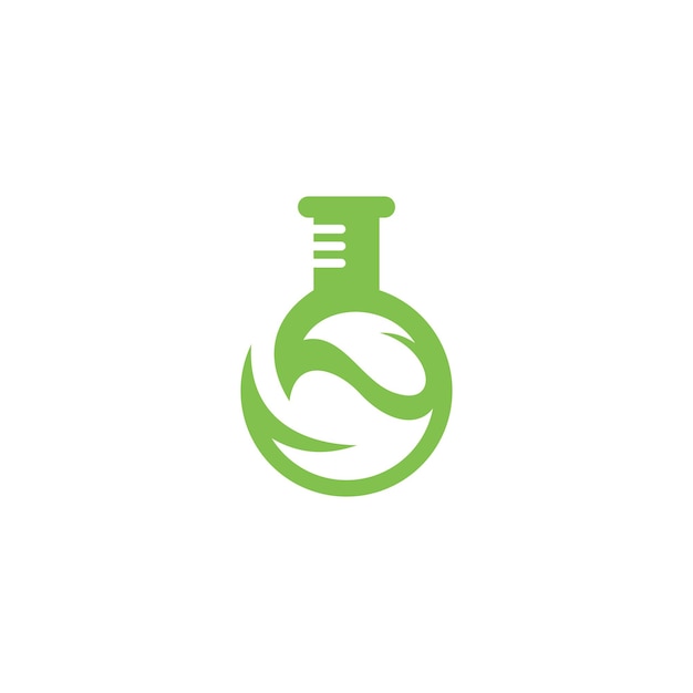 Nature green leaf and lab laboratory tube logo design