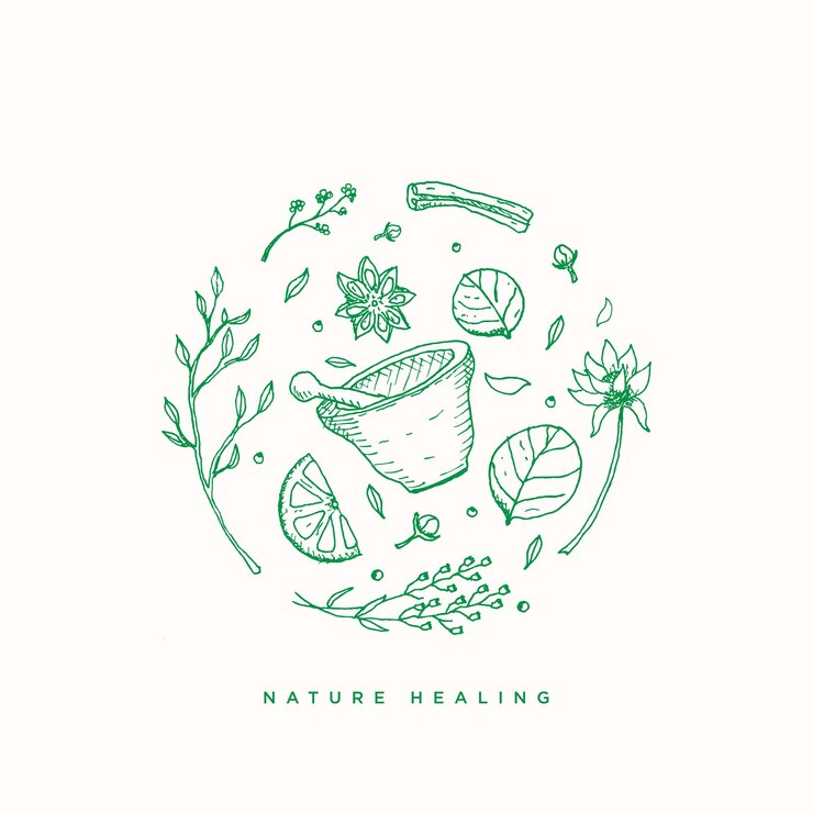 Vector nature healing medicine illustration logo design