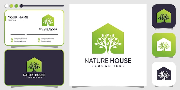 Nature house logo concept with modern style premium vector