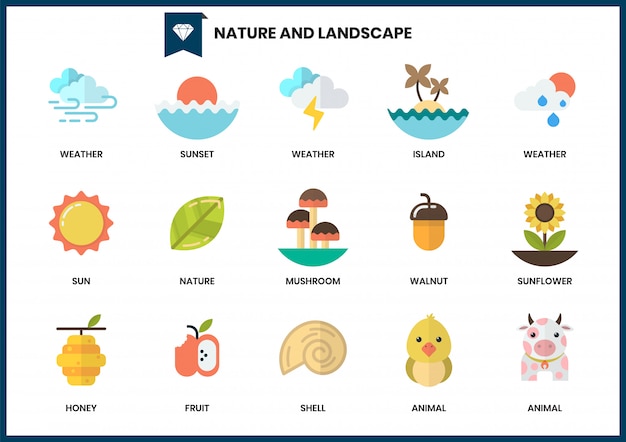 Icone della natura messe per affari