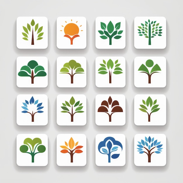 Vector nature icons set in flat stylenature style