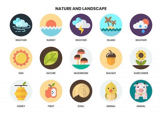 Nature icons set 