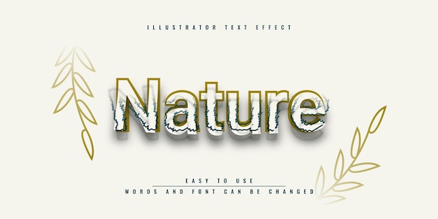 Design del modello di effetto testo modificabile di nature illustrator