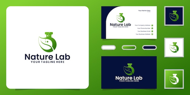 Nature lab logo ontwerp inspiratie en visitekaartje