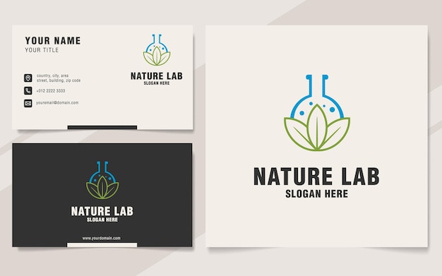 Логотип лаборатории природы с шаблоном визитной карточки, подходящий для научной компании