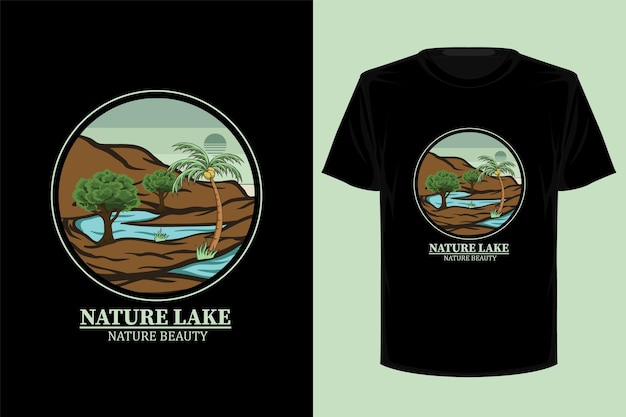 자연 호수 복고풍 빈티지 t 셔츠 디자인