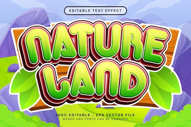 nature land 3d text effect and editable text effect with jungle background