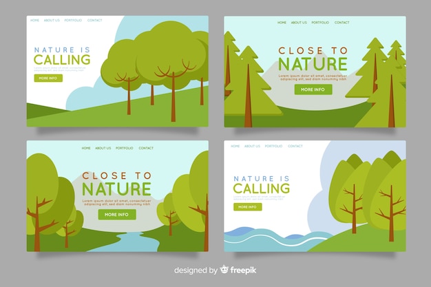 Vector nature landing page