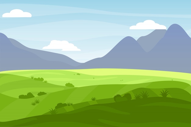 Vector nature landscape cartoon style