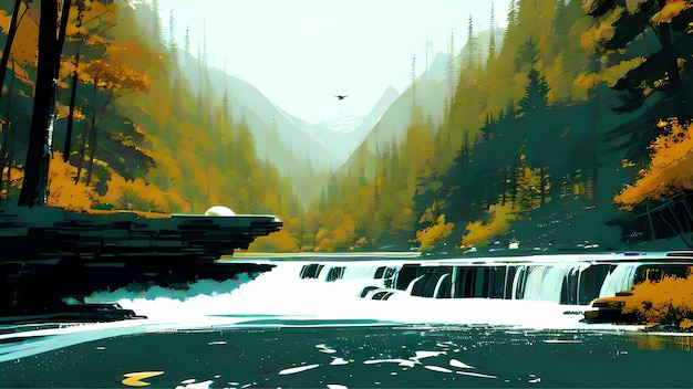 Nature landscape digital painting vector art