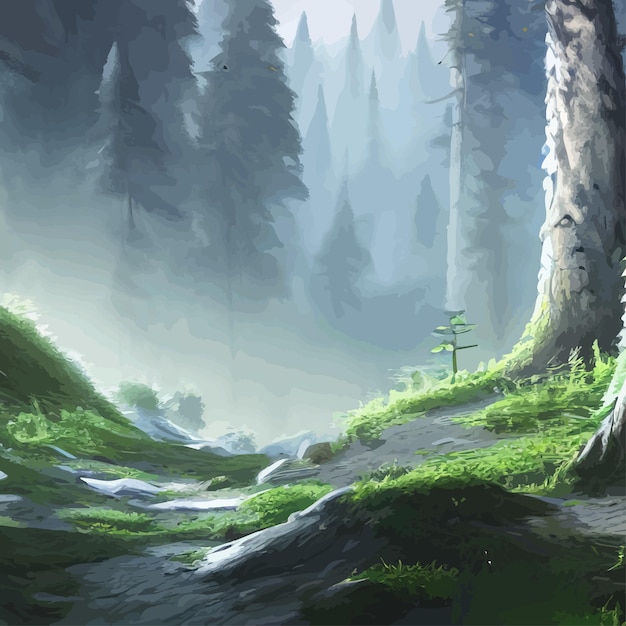 Natura e paesaggio illustrazione vettoriale alberi foreste montagne piante immagine per scheda di sfondo o