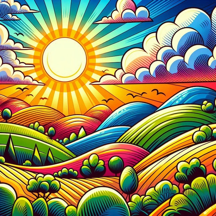 Vector nature landscape vector illustration