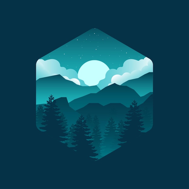 nature landscape vector prism border green palette
