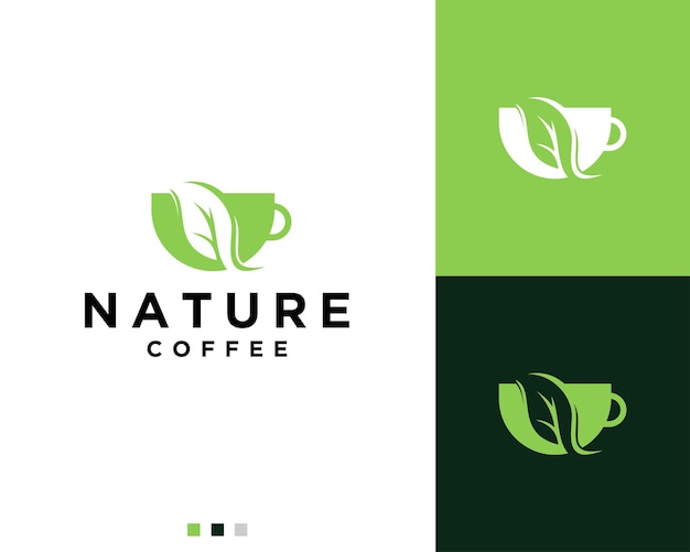 nature leaf and cup logo design