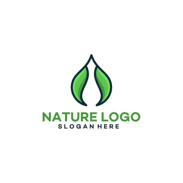 Illustrazione vettoriale del logo nature leaf e drop acqua