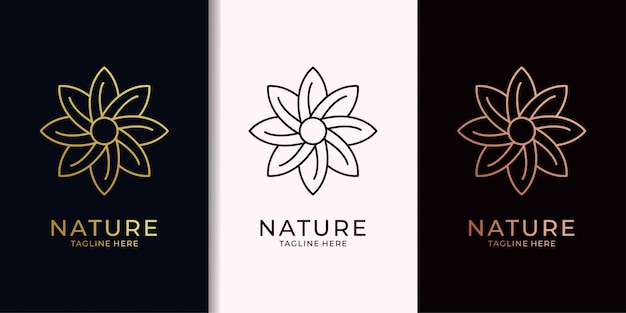 Design del logo oro elegan foglia natura