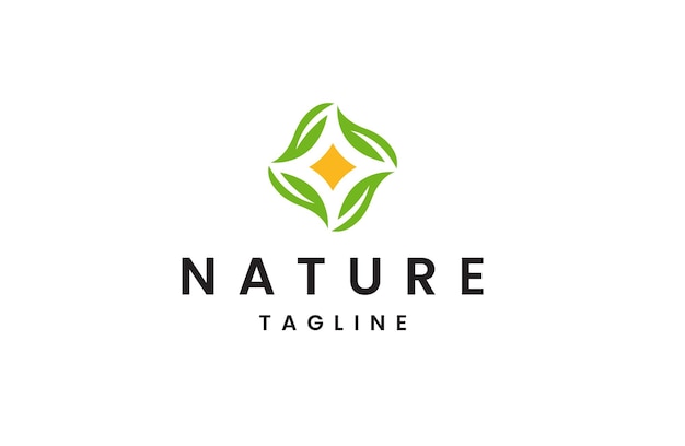 自然の葉のエッセンスのロゴ アイコン デザイン テンプレート フラット ベクトル