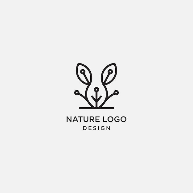 Vettore modello di progettazione del logo della linea foglia naturale