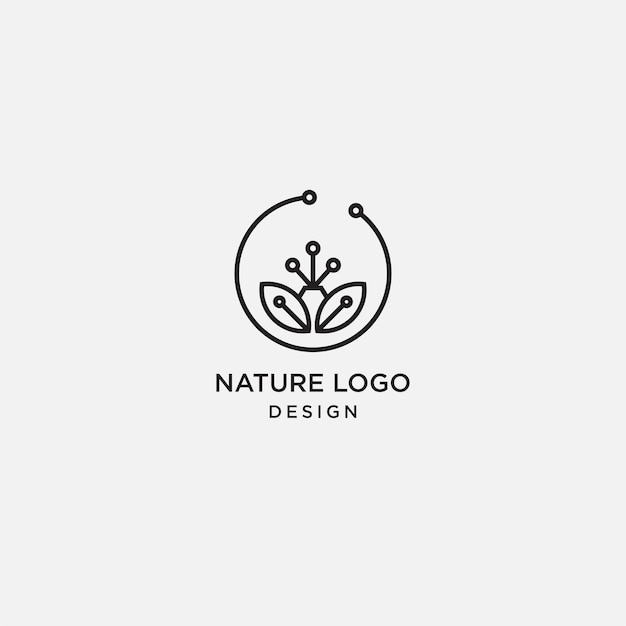 Vettore modello di progettazione del logo della linea foglia naturale