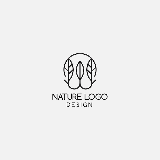 Nature leaf line logo icon design template