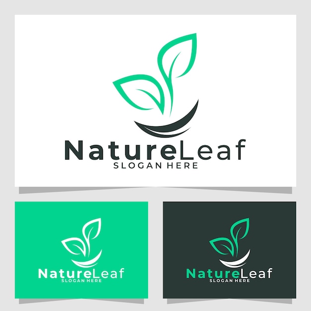 Шаблон векторного дизайна логотипа листьев природы