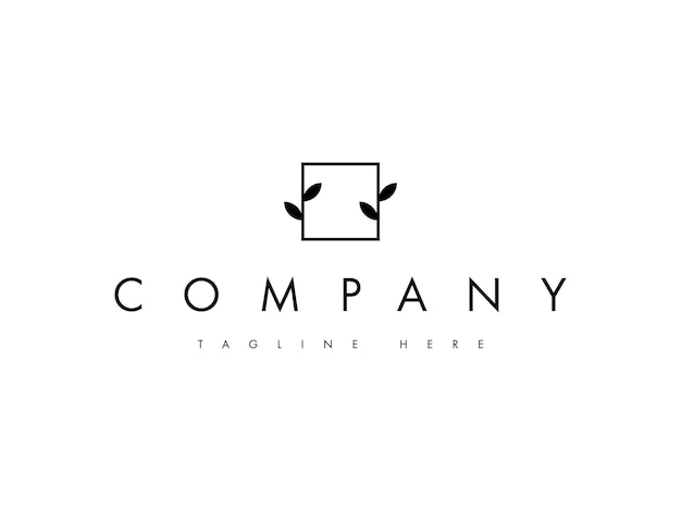 nature leaf square line logo design