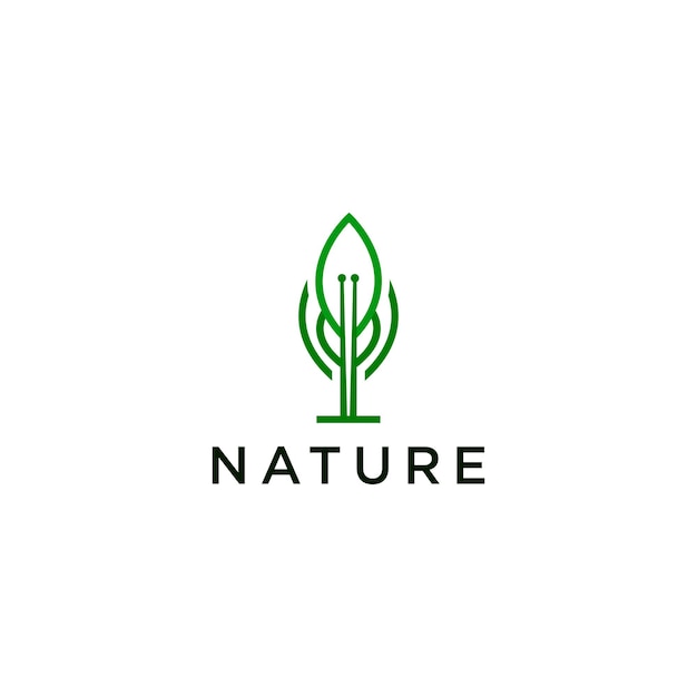 Природный рост листьев деревьев логотип дизайн значка шаблон сад парк красота спа плоский вектор