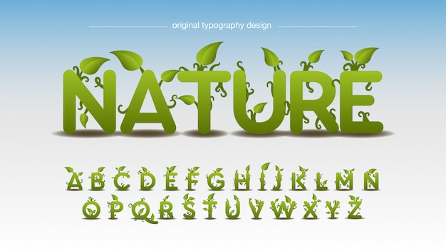 Vettore design tipografico effetto natura e foglie