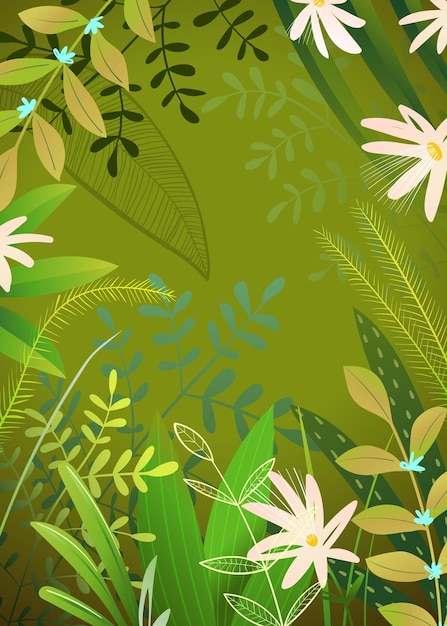 Vector nature and leaves hand drawn background template