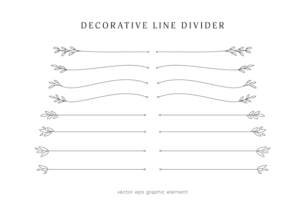 Nature leaves line divider for text layout separator decoration vector element set