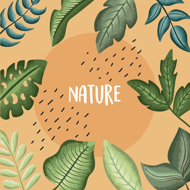 Надпись на природе с листьями
