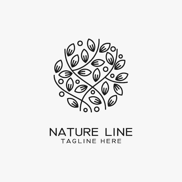 Nature line art logo design in circle style