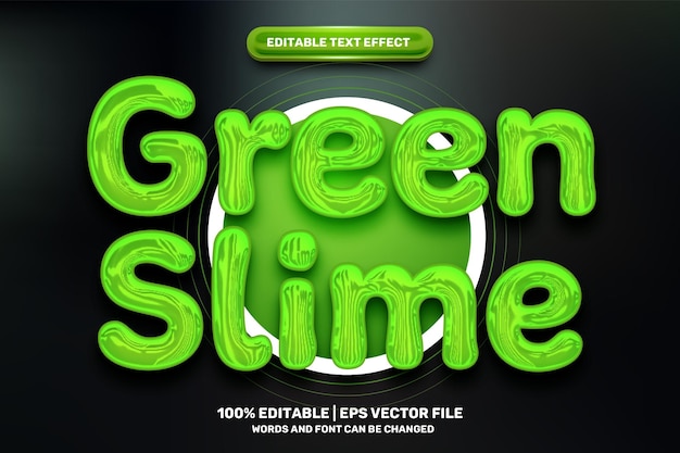 Nature liquid green slime 3D logo mock up template Editable text Effect Style