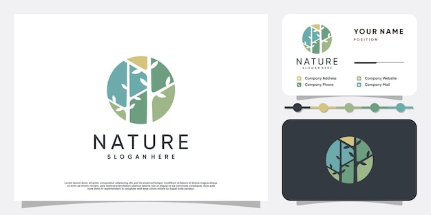 Концепция логотипа природы с креативным стилем элемента Premium векторы