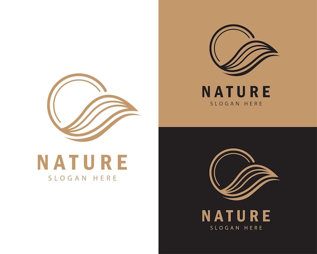 Nature logo creative circle emblem vintage art line art