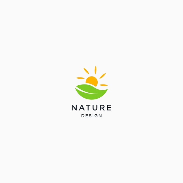 자연 로고 디자인 개념 열 대 식물 최소한의 아이콘 나무 잎 평면 벡터