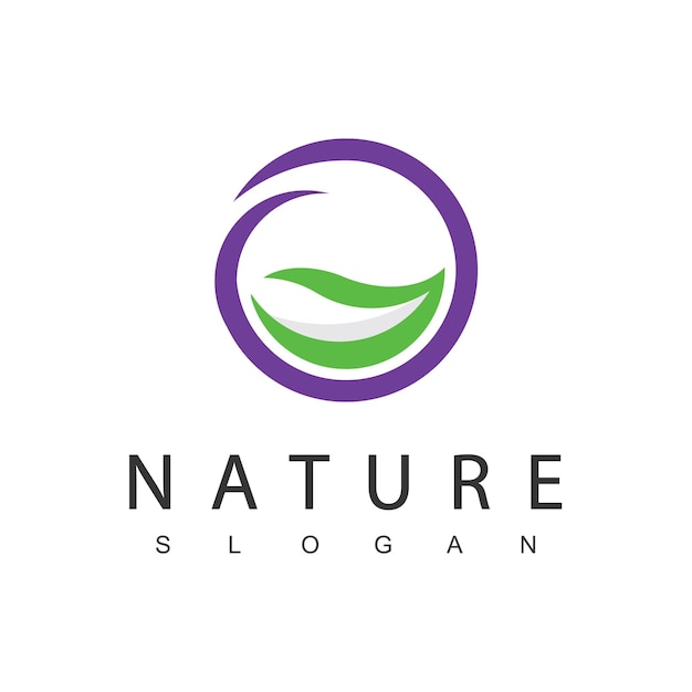 Vettore modello di progettazione del logo della natura concetto di bellezza che utilizza l'icona della foglia per la cura della pelle e i cosmetici della stazione termale