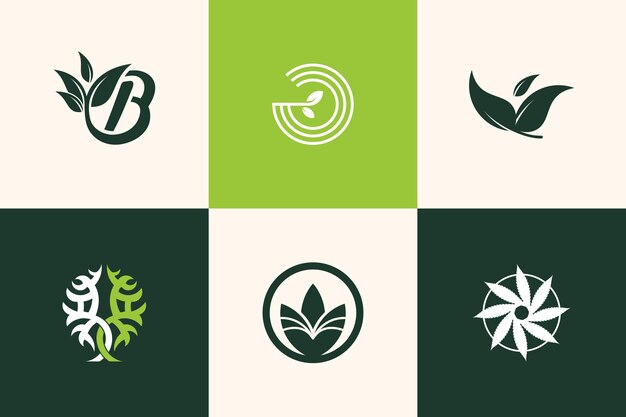 Nature logo design vector collection with creative unique element idea