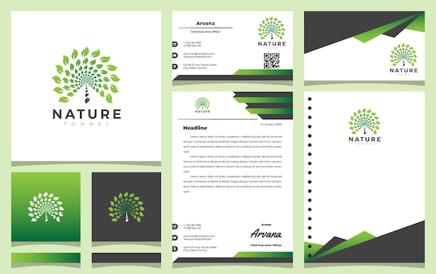 Vector nature logo design with the idea of a tunnel road concept