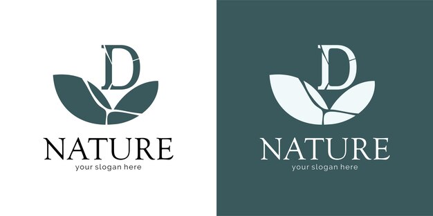 Дизайн логотипа природы с буквой D