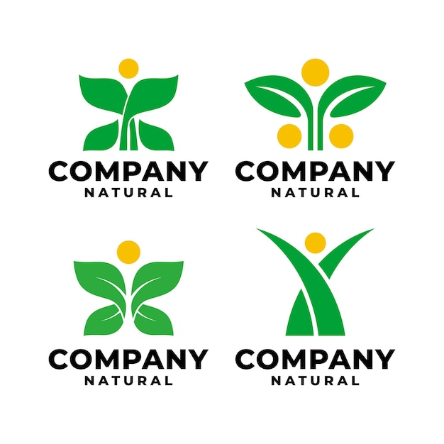 Il logo della natura ha impostato l'illustrazione della foglia buona per qualsiasi attività commerciale legata alla natura