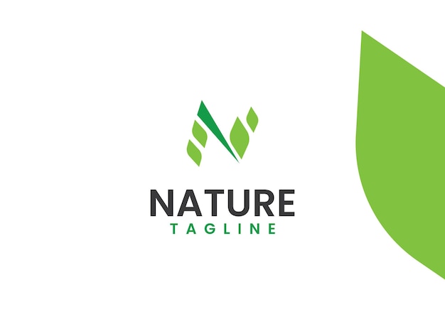 Nature logo template Letter N and leaf concept